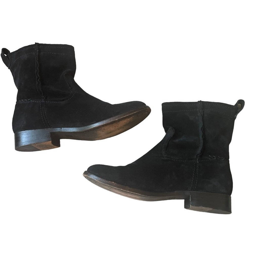 FRYE Cara Suede Black Ankle Boots Size 7